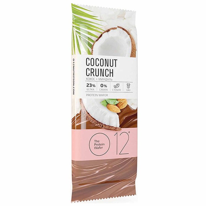 Батончик вафельный Coconut Crunch Кокос-миндаль глазированный 50гр м/у