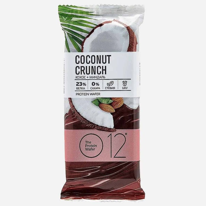 Батончик вафельный Coconut Crunch Кокос-миндаль глазированный 50гр м/у