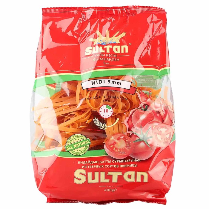 Лапша Султан гнездовая с натуральным томатом 5мм М408 400гр м/у