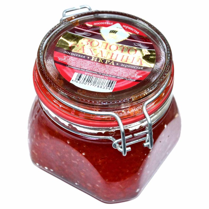 Икра Золото Сахалина лососевая зернистая соленая 500гр ст/б