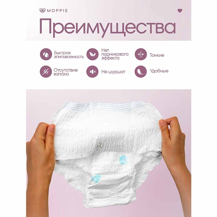 Трусы менструальные Moppie р-р M-L 2шт к/у
