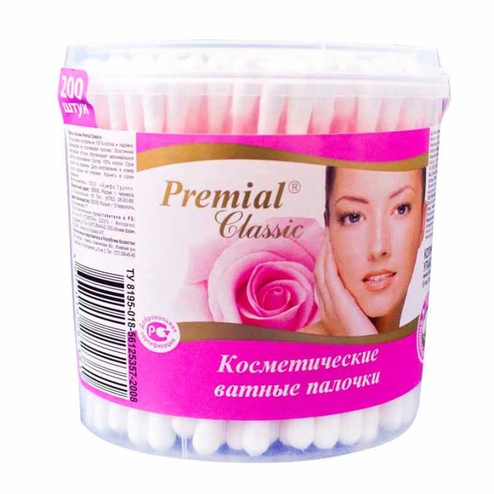 Палочки ватные  Premial Classic 200шт пэт