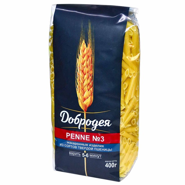Макароны Добродея Penne №3 в/с 400гр м/у