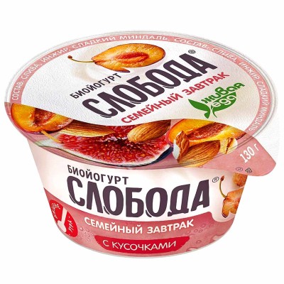 Биойогурт Слобода инжир-слива-миндаль 5% 130гр пэт