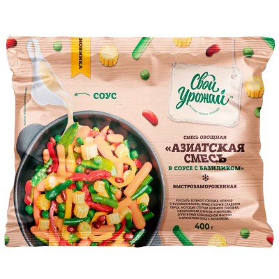 Смесь овощная Свой Урожай Азиатская в соусе с базиликом 400гр м/у