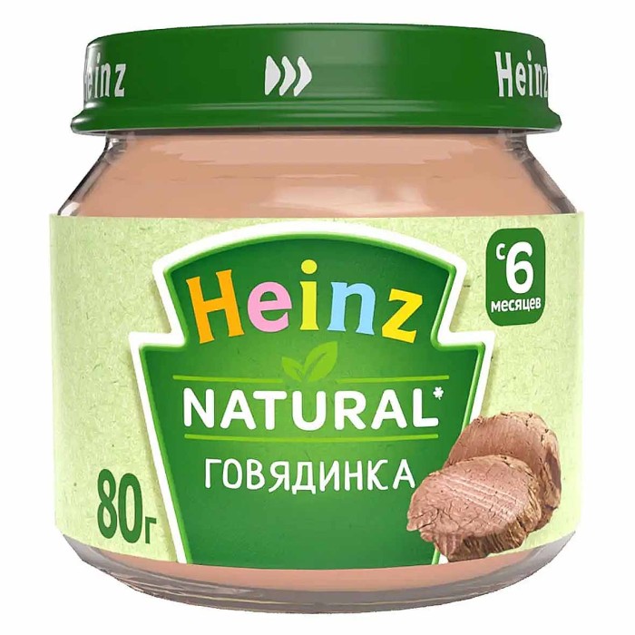 Пюре Heinz говядина с 6мес 80гр ст/б