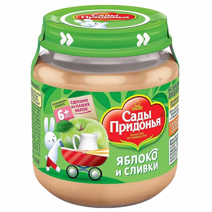 Пюре Сады Придонья яблочное со сливками с 6мес 120гр ст/б