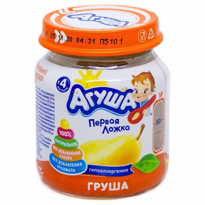 Пюре Агуша груша с 4мес 115гр ст/б