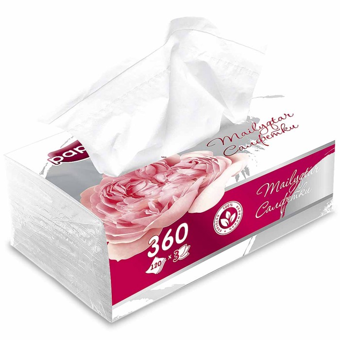 Салфетки бумажный Papirone Пион вытяжные 3сл 127*200мм 120шт к/у