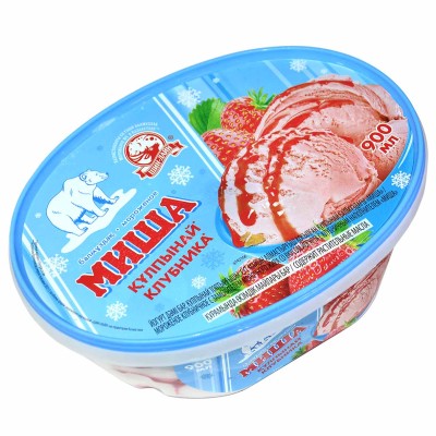 Мороженое Шин-Лайн Миша Пломбир йогурт-клубника 490гр ванна