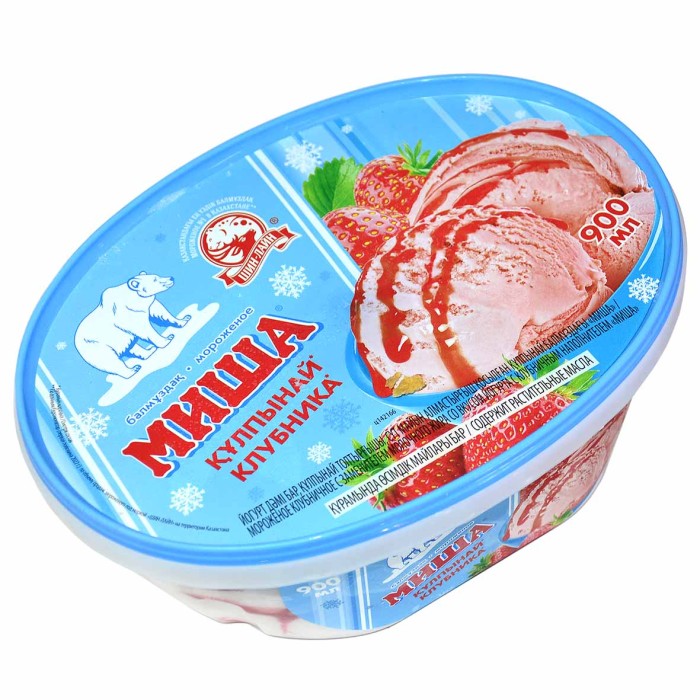 Мороженое Шин-Лайн Миша Пломбир йогурт-клубника 490гр ванна