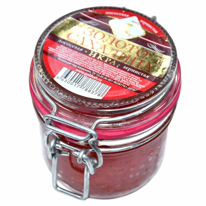 Икра Золото Сахалина лососевая зернистая соленая 220гр ст/б