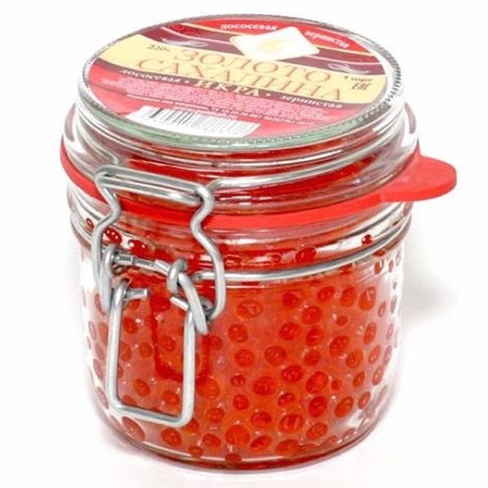 Икра Золото Сахалина лососевая зернистая соленая 220гр ст/б