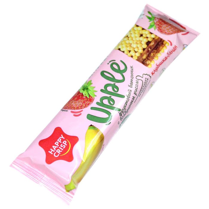 Батончик Happy Crisp Upple клубника,банан,воздушный рис 22гр м/у