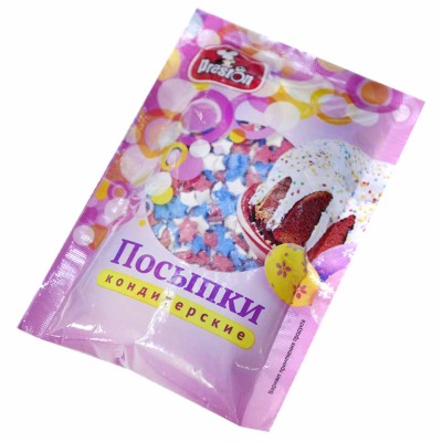 Посыпка кондитерская Preston Радуга-звездочки 50гр м/у
