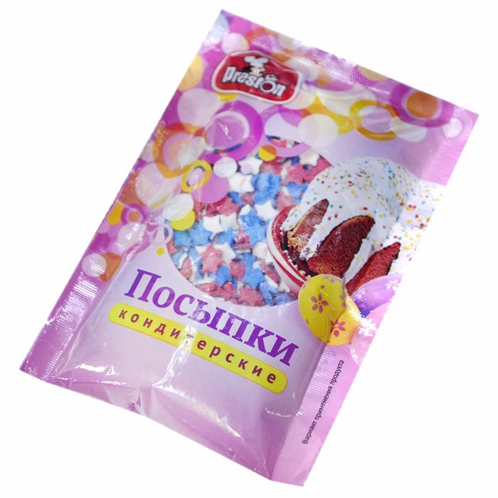 Посыпка кондитерская Preston Радуга-звездочки 50гр м/у