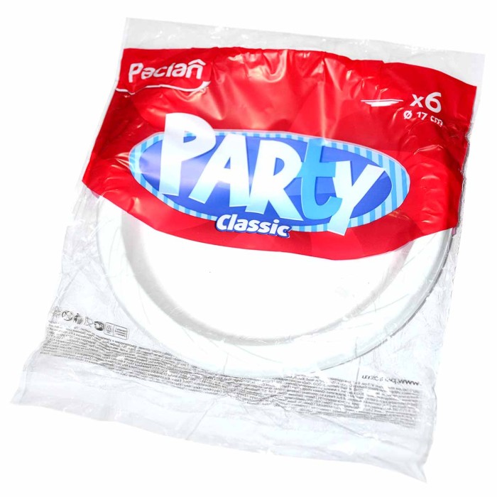 Тарелка Paclan Party пластик белая 170мм 6шт м/у