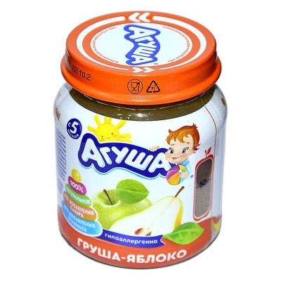 Пюре Агуша груша-яблоко с 5мес 115гр ст/б