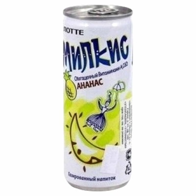 Напиток Lotte Милкис ананас газ 250мл ж/б