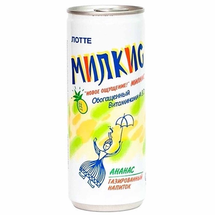 Напиток Lotte Милкис ананас газ 250мл ж/б