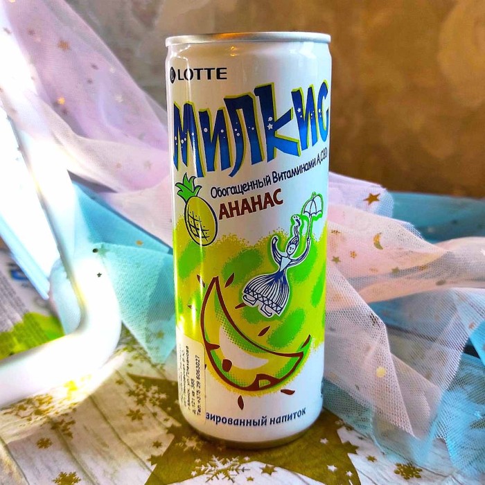 Напиток Lotte Милкис ананас газ 250мл ж/б