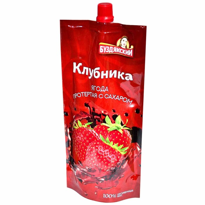 Ягода клубника Буздякский потертая с сахаром 280гр д/п