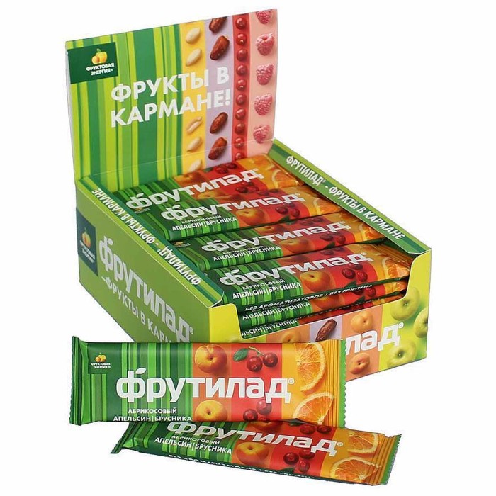 Батончик фруктовый Фрутилад Абрикос-апельсин с брусникой 30гр м/у