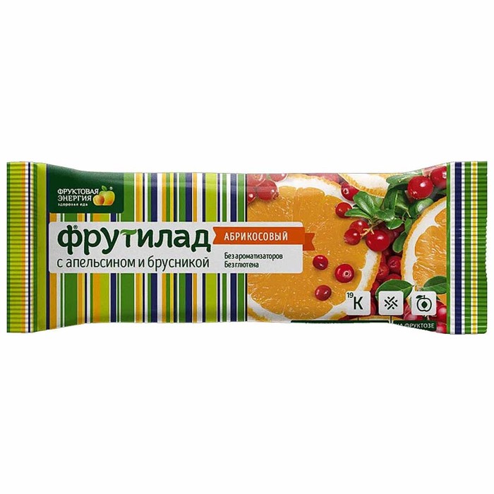 Батончик фруктовый Фрутилад Абрикос-апельсин с брусникой 30гр м/у