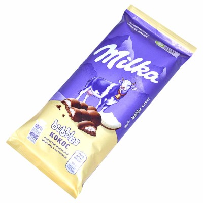 Шоколад Milka Bubbles Молочный пористый c кокосовой начинкой 95гр м/у