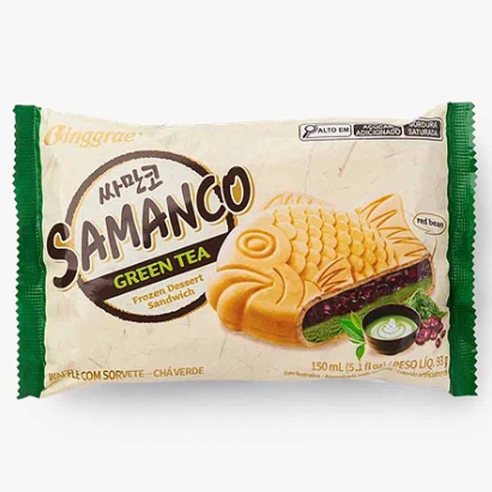 Мороженое Binggrae SAMANCO сэндвич рыбка со вкусом зеленого чая 90гр м/у