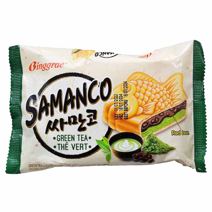 Мороженое Binggrae SAMANCO сэндвич рыбка со вкусом зеленого чая 90гр м/у