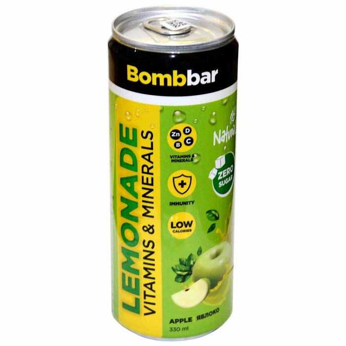Напиток Bombbar Лимонад со вкусом яблока 0,330мл ж/б