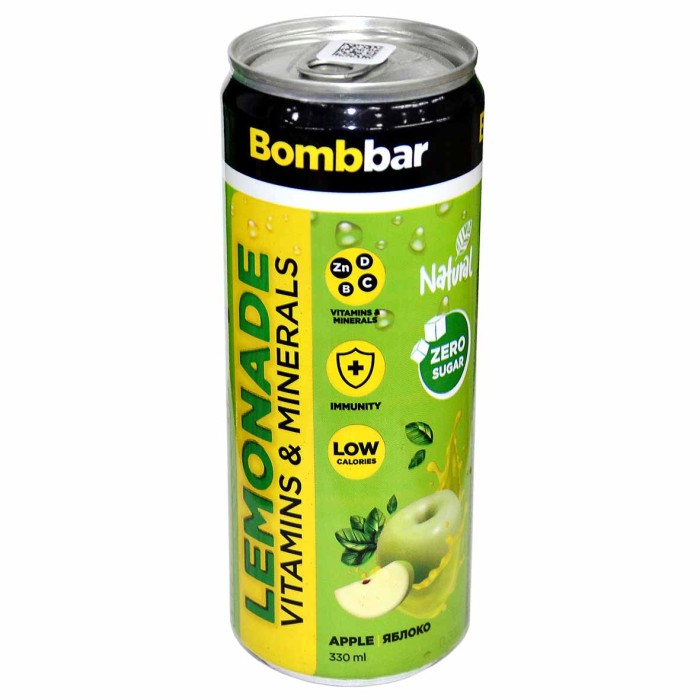 Напиток Bombbar Лимонад со вкусом яблока 0,330мл ж/б