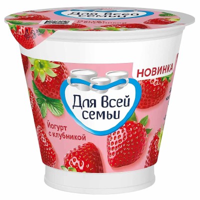 Йогурт Для всей семьи Клубника 2% 220гр пэт