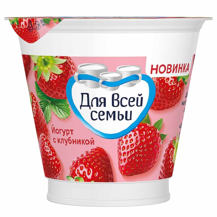 Йогурт Для всей семьи Клубника 2% 220гр пэт