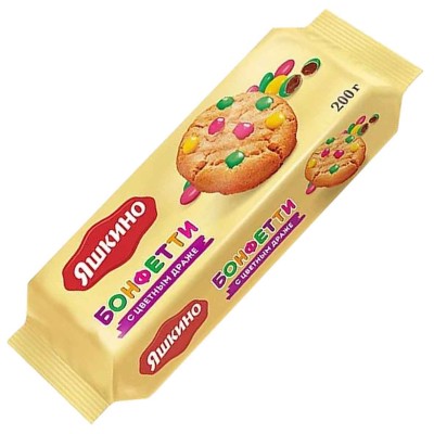 Печенье Яшкино Бонфетти с цветным драже сдобное 200гр м/у