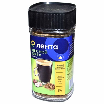 Кофе Лента с лесным орехом сублим раст 95гр ст/б