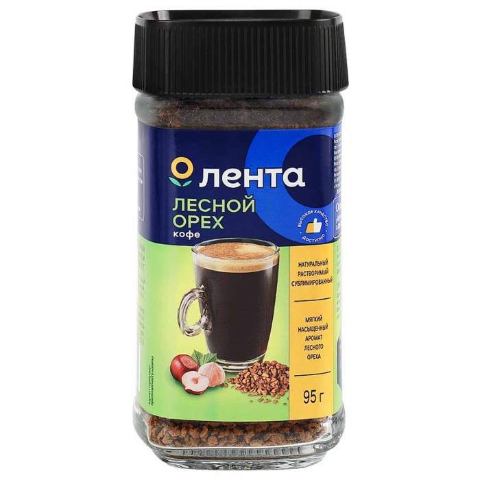 Кофе Лента с лесным орехом сублим раст 95гр ст/б
