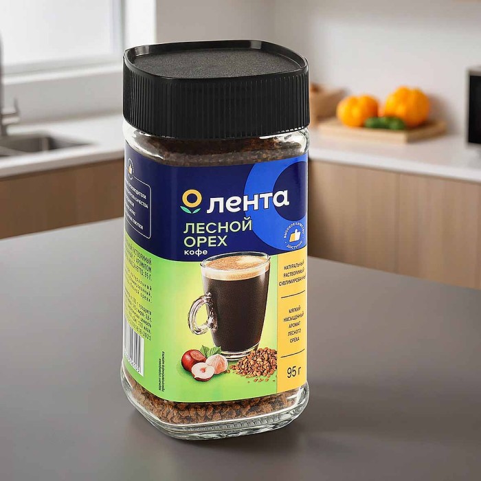 Кофе Лента с лесным орехом сублим раст 95гр ст/б