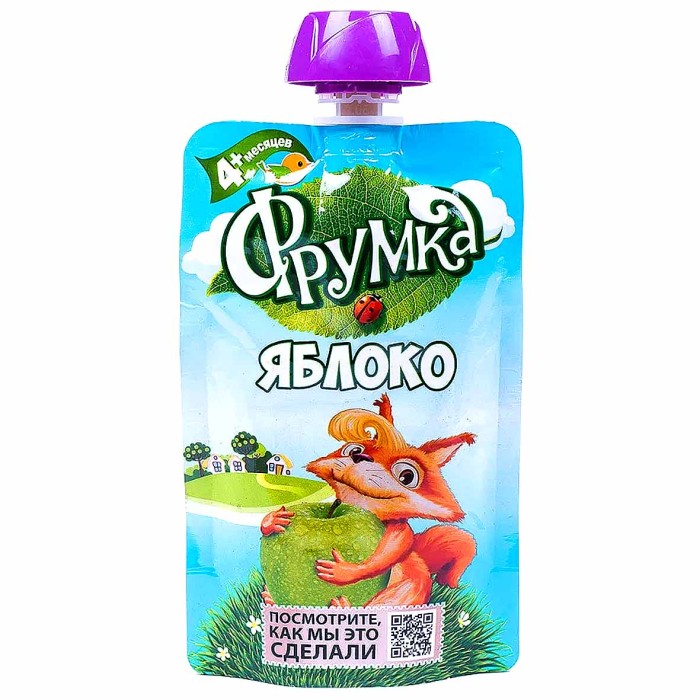 Пюре Фрумка яблоко с 4мес 90гр пауч