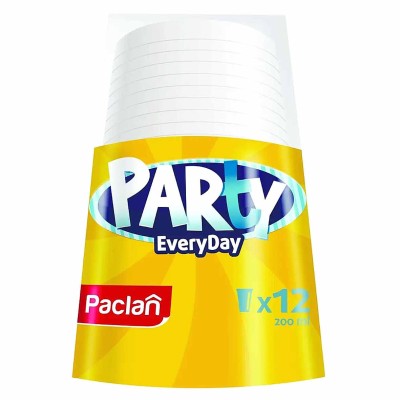 Стакан Paclan Party пластик белый 0,2л*12шт м/у