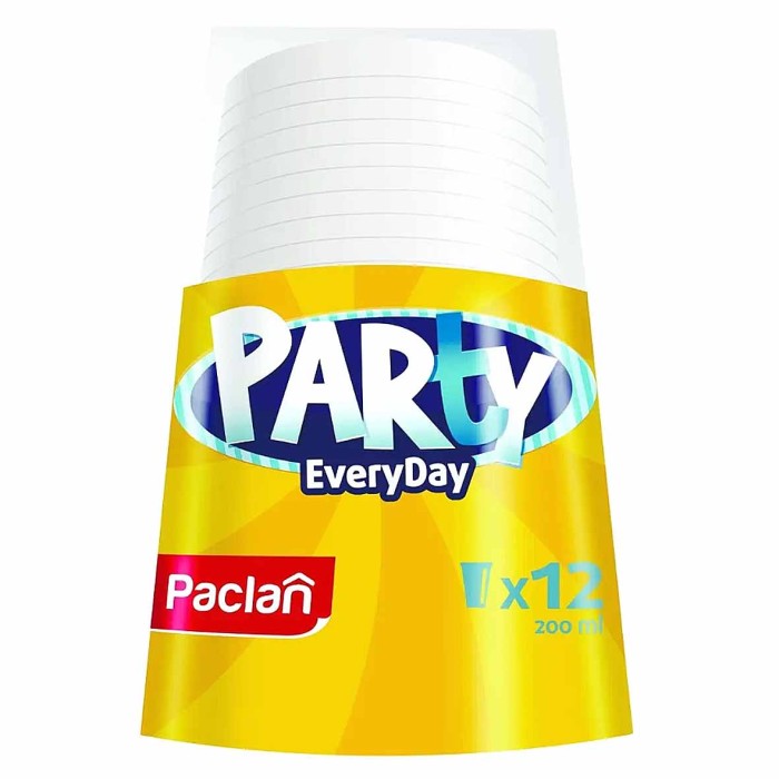 Стакан Paclan Party пластик белый 0,2л*12шт м/у