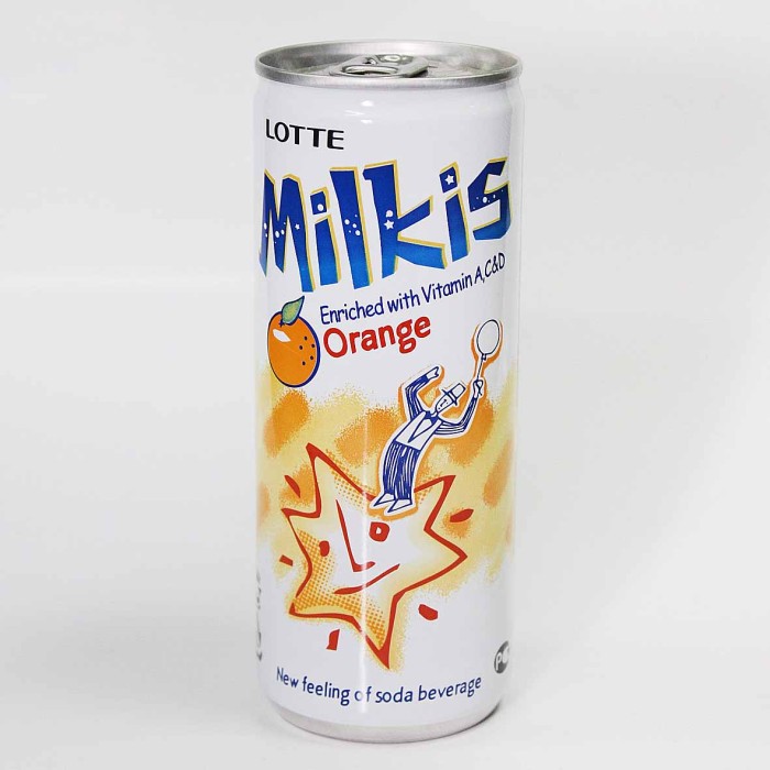 Напиток Lotte Милкис апельсин газ 250мл ж/б