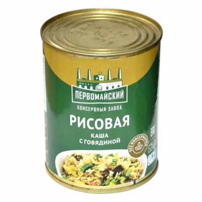 Каша рисовая Первомайск с говядиной ГОСТ 340гр ж/б