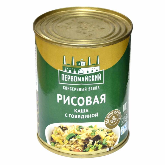 Каша рисовая Первомайск с говядиной ГОСТ 340гр ж/б