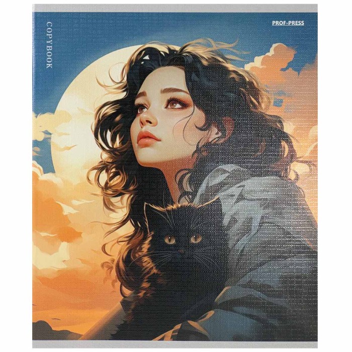Тетрадь Prof-Press Девушка и Котики A5 48л клет арт48-5133