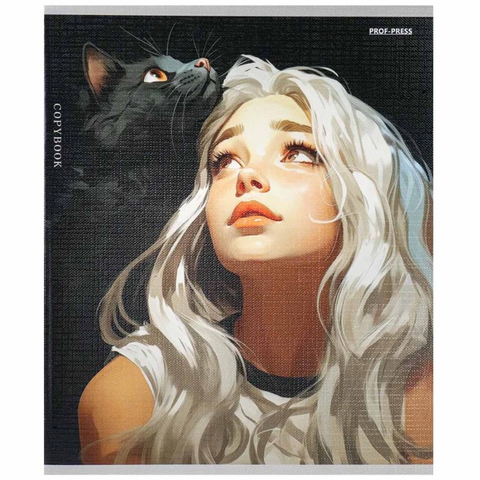 Тетрадь Prof-Press Девушка и Котики A5 48л клет арт48-5133