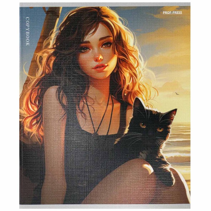 Тетрадь Prof-Press Девушка и Котики A5 48л клет арт48-5133