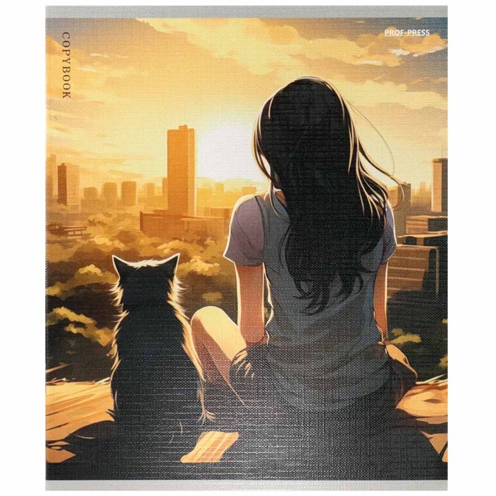 Тетрадь Prof-Press Девушка и Котики A5 48л клет арт48-5133