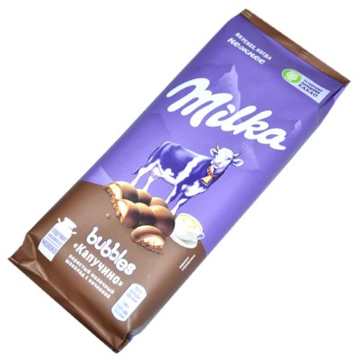 Шоколад Milka Bubbles Молочный пористый капучино 92гр м/у